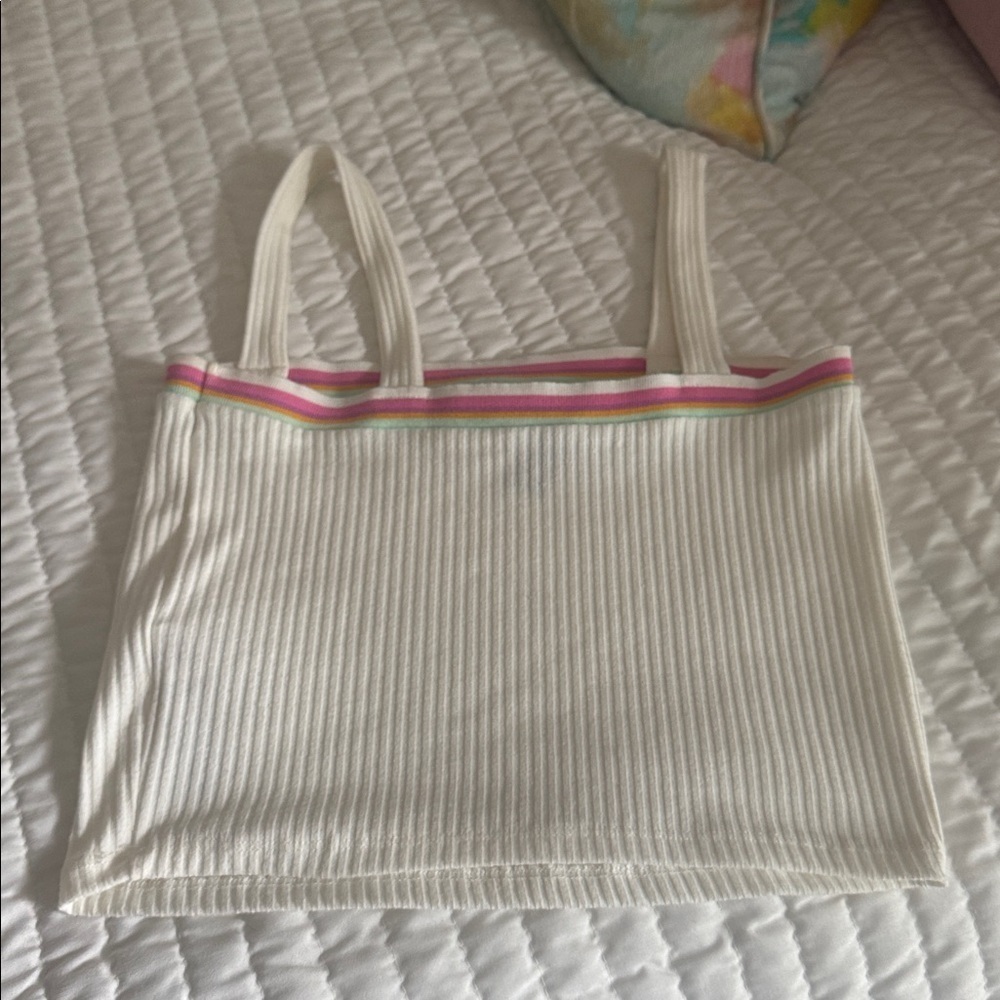 Forever 21 White Tank with Multicolor Trim - Picture 4 of 5